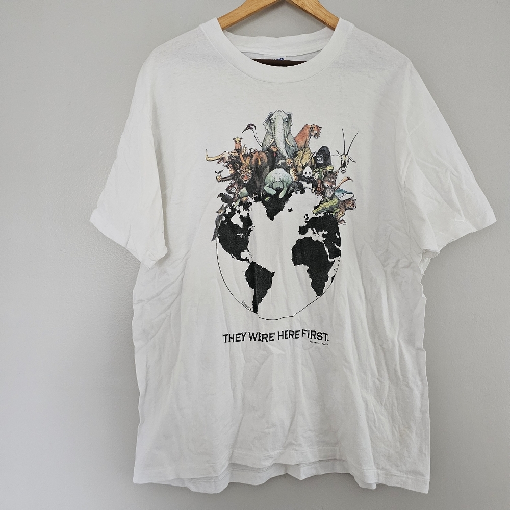 Vintage 1992 single stitch human i tees tshirt animal welfare rights zoo Size XL